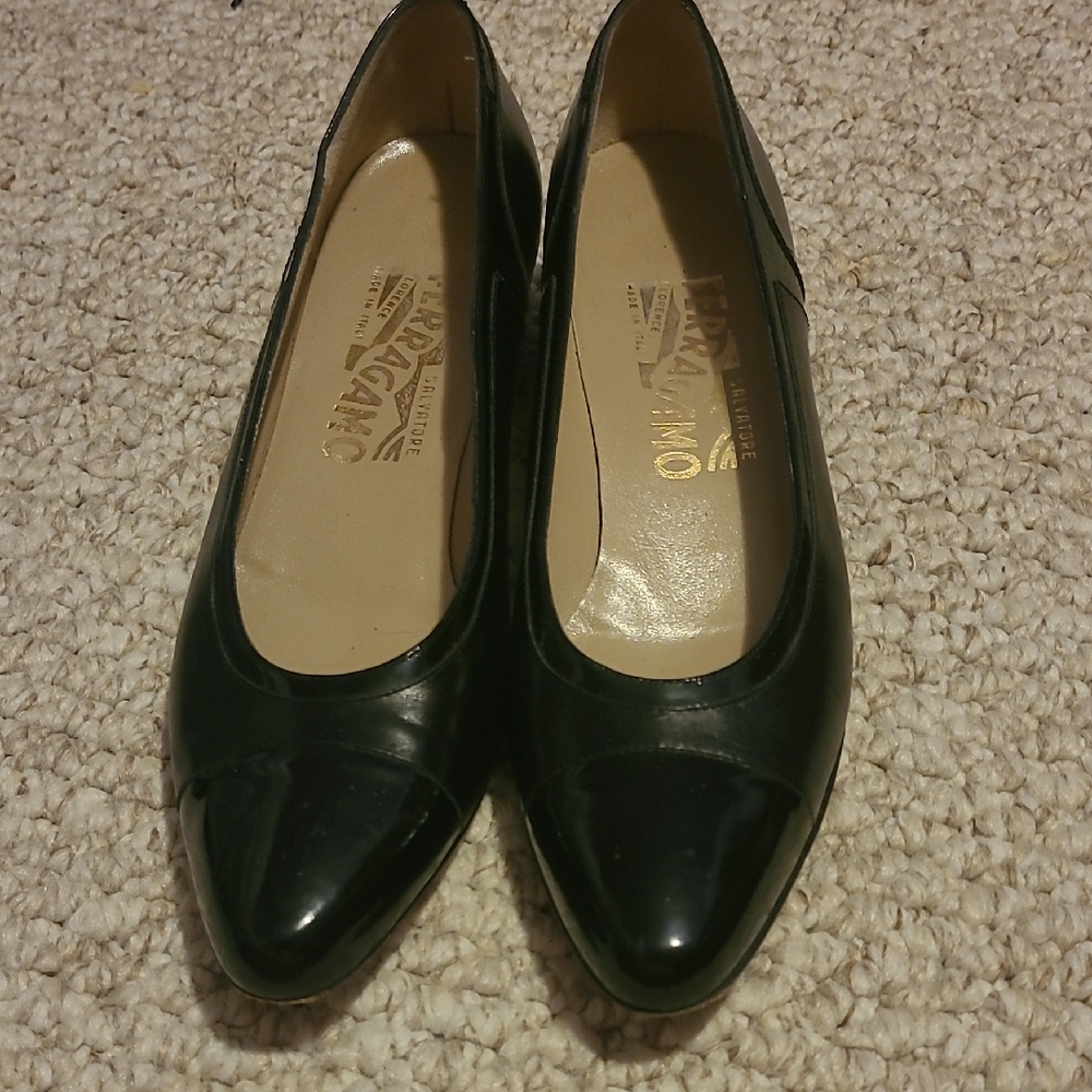 Salvatore Ferragamo Black Patent Leather Loafers